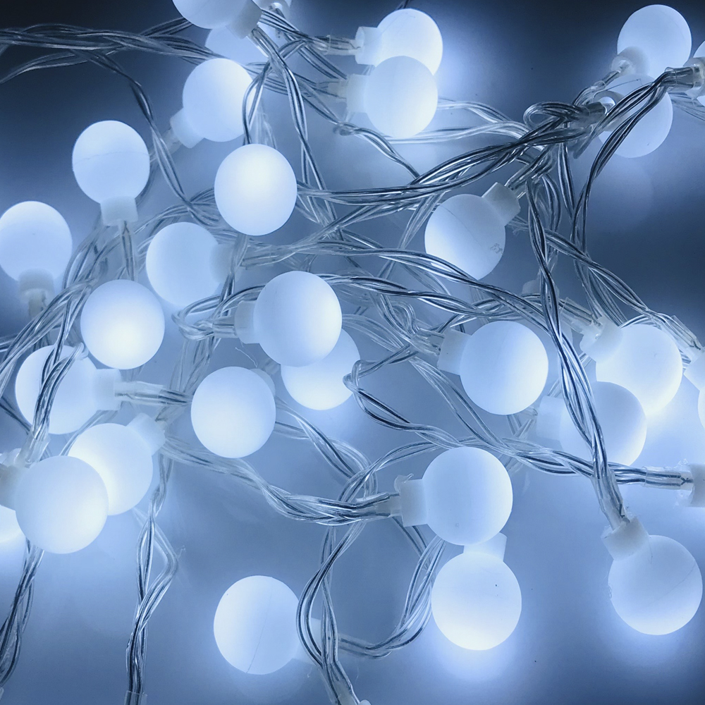 LED 앵두 40구 하얀색 투명선 건전지형