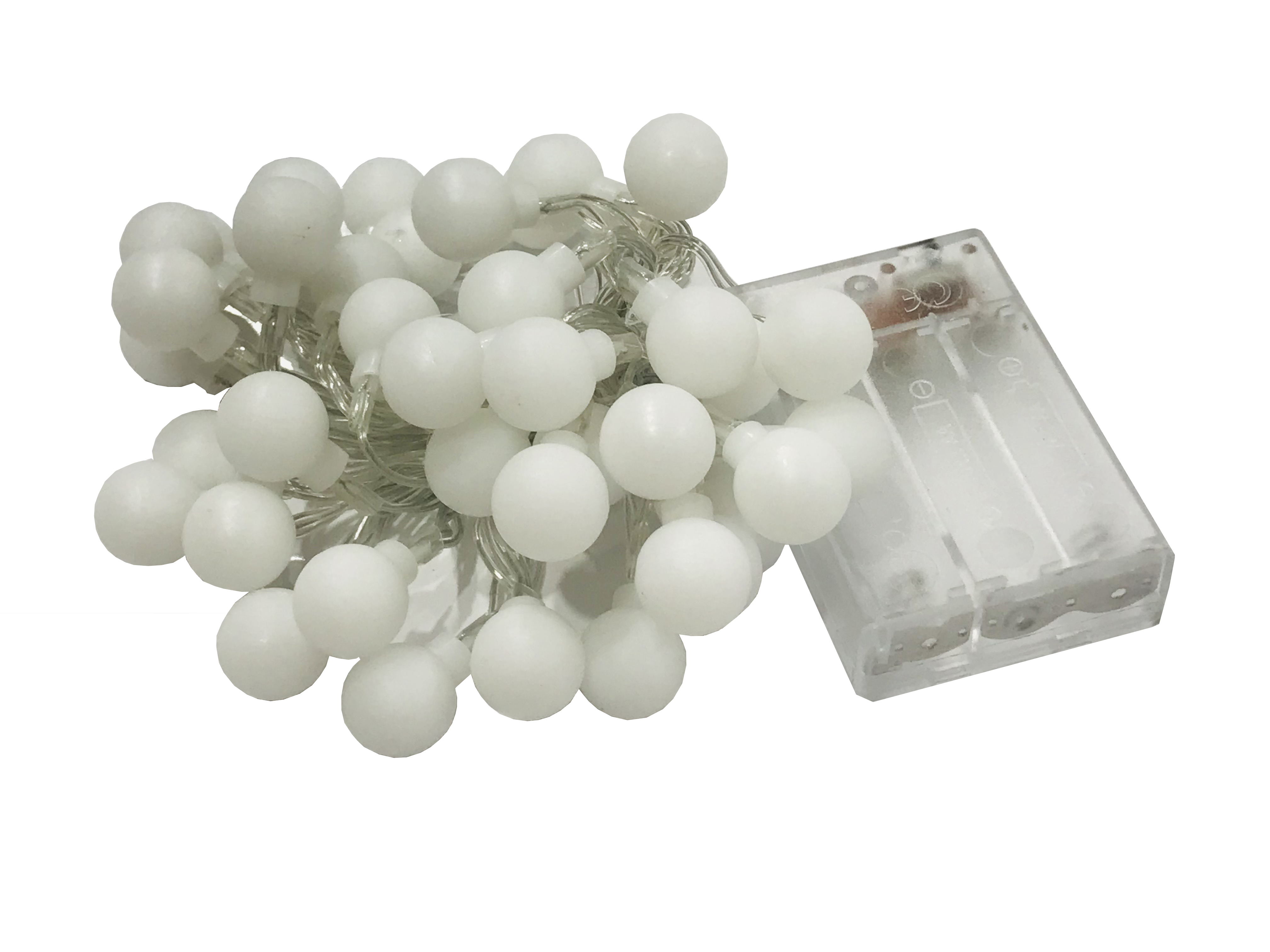 LED 앵두 40구 하얀색 투명선 건전지형